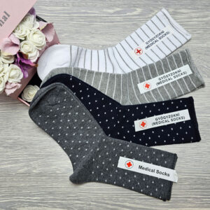 Gyógyzokni-gumi nélküli pöttyös-csíkos mintás