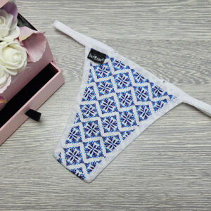 Barones pántos tanga fehér-kék mintás