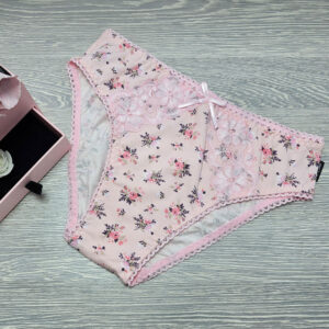 barones klasszik női alsó csipke betétes virág mintás rózsaszín