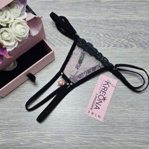 kreona nyitott tanga fekete-rózsaszín 1