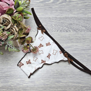 Lucifer állítható pántos maci mintás tanga selyem