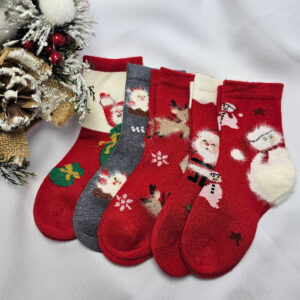 Mikulásos-Karácsonyi VASTAG gyapjú zokni 5 pár