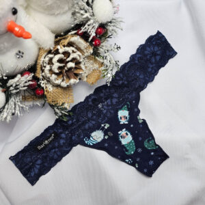 Mikulásos-Karácsonyi tanga-kék-manó mintás