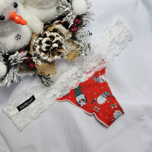 Mikulásos-Karácsonyi tanga piros-manó mintás