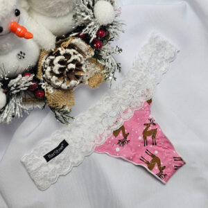 Mikulásos-Karácsonyi tanga-rózsaszín-rénszarvas mintás
