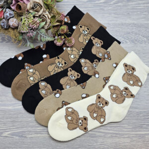 Női frottír zokni maci mintás NV1965