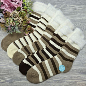 Női szőrös belsejű vastag zokni csíkos mintával 5 pár