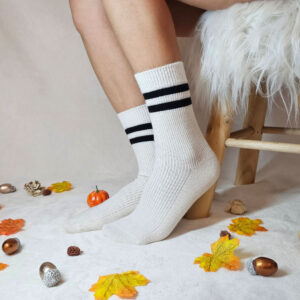 női gyapjú zokni csíkos szárral 5 pár cs.