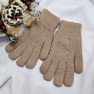 5 ujjas anyagában hosszában mintás kesztyű-mogyoró