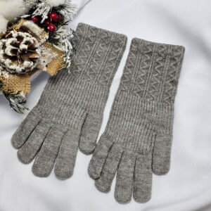 5 ujjas anyagában mintás hosszított kesztyű szürke