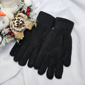 FÉRFI 5 ujjas vastag bundás fekete kesztyű