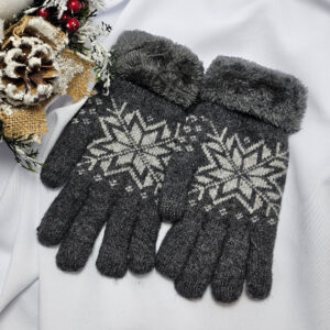 5 ujjas hópihe mintás kesztyű szürke