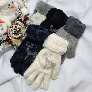 5 ujjas rénszarvas mintás kesztyű össz.