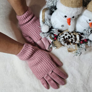 Kötött 5 ujjas hosszított szétszedhetős kesztyű NK2118 mályva