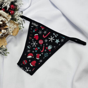 Mikulásos-Karácsonyi TANGA-fekete díszes