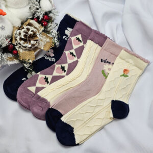 Női gyapjú zokni virág mintás-NB1101