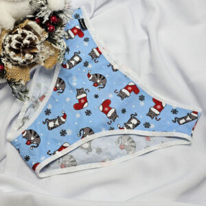 karácsonyi pamut bugyi-kék cicás mintás
