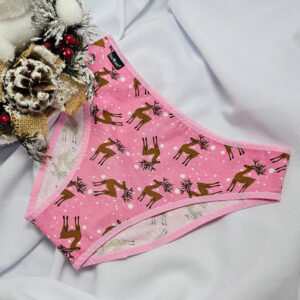 karácsonyi pamut bugyi-rózsaszín rénszarvasos