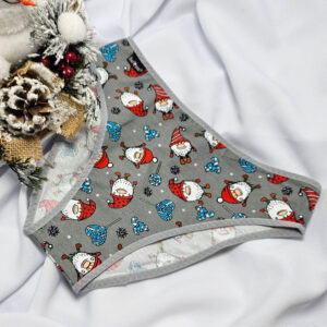 karácsonyi pamut bugyi-szürke manós