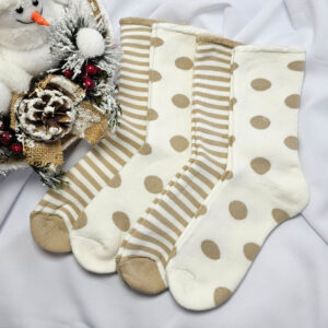 női gumi nélküli vastag zokni csíkos-pöttyös 5