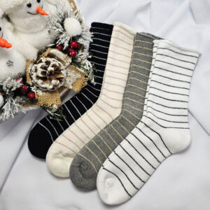 női gumi nélküli vastag zokni lurex csíkos