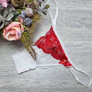 Lucifer állítható pántos tüll-csipke TANGA-piros