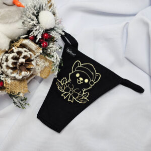 Mikulásos-Karácsonyi TANGA csizmás cica mintás