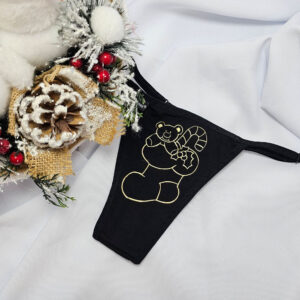 Mikulásos-Karácsonyi TANGA csizmás macis cukorpálca mintás