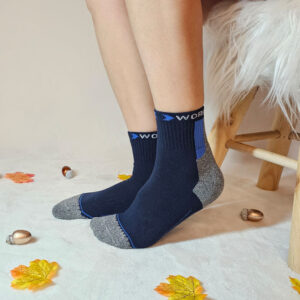 Munkás köztes szárú frottírtalpas zokni 3 pár-kék