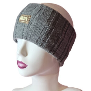 Női kötött fülpánt-fejpánt felirattal-világosszürke FK-11