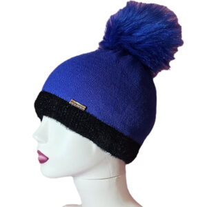 Női kötött polár béléses sapka egyszínű-blu kék 1
