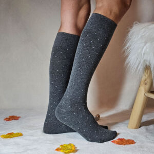 Női pöttyös térdzokni-NTP566-SZÜRKE