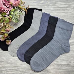 férfi bambusz köztes szárú bordás gumi nélküli zokni